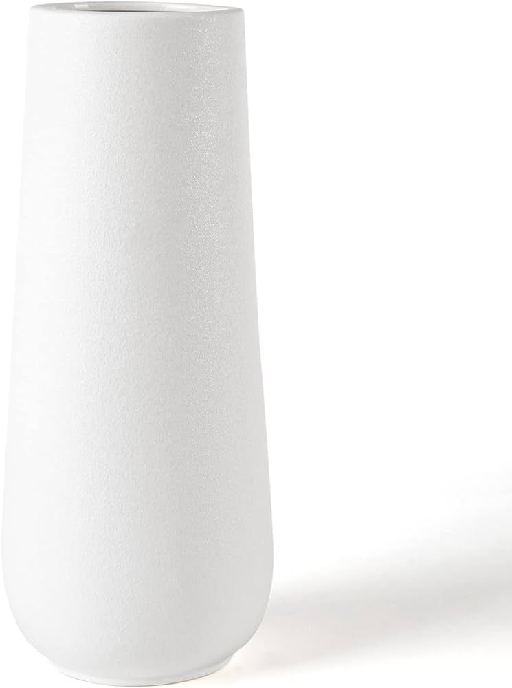 YGEOMER 10 Inch White Ceramic Flower Vase Pampas Grass Large Vase Tall Vases, Minimalist Design f... | Amazon (US)