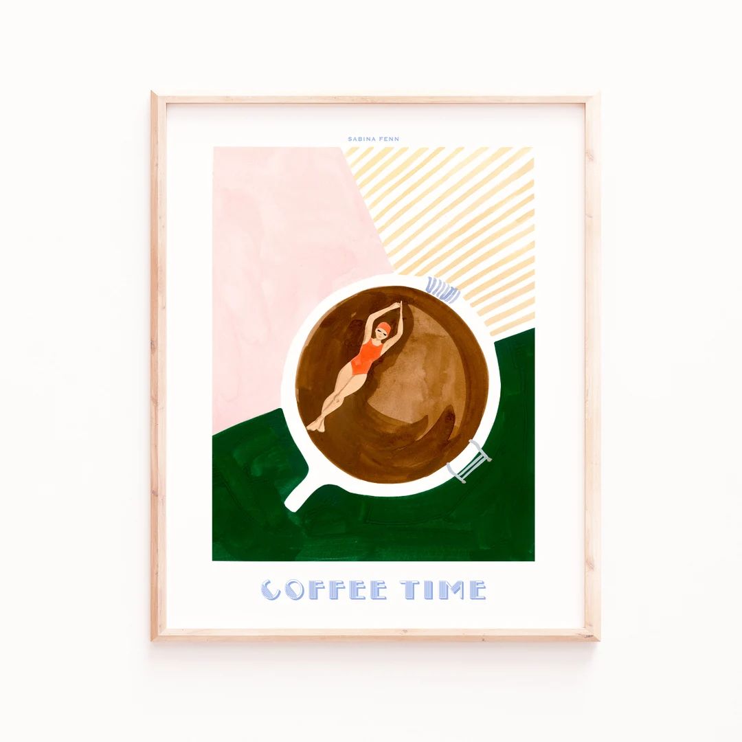 Coffee Poster Print Good Morning Coffee Swimmer Retro - Etsy | Etsy (US)