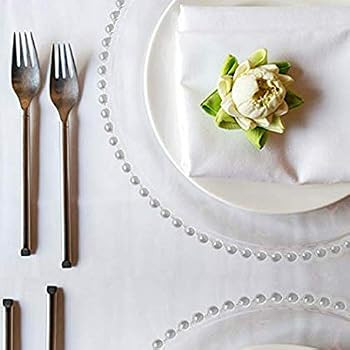 Tiger Chef Glass Chargers for Dinner Plates - Round Charger Plates Clear Beaded - Plate Chargers Wed | Amazon (US)