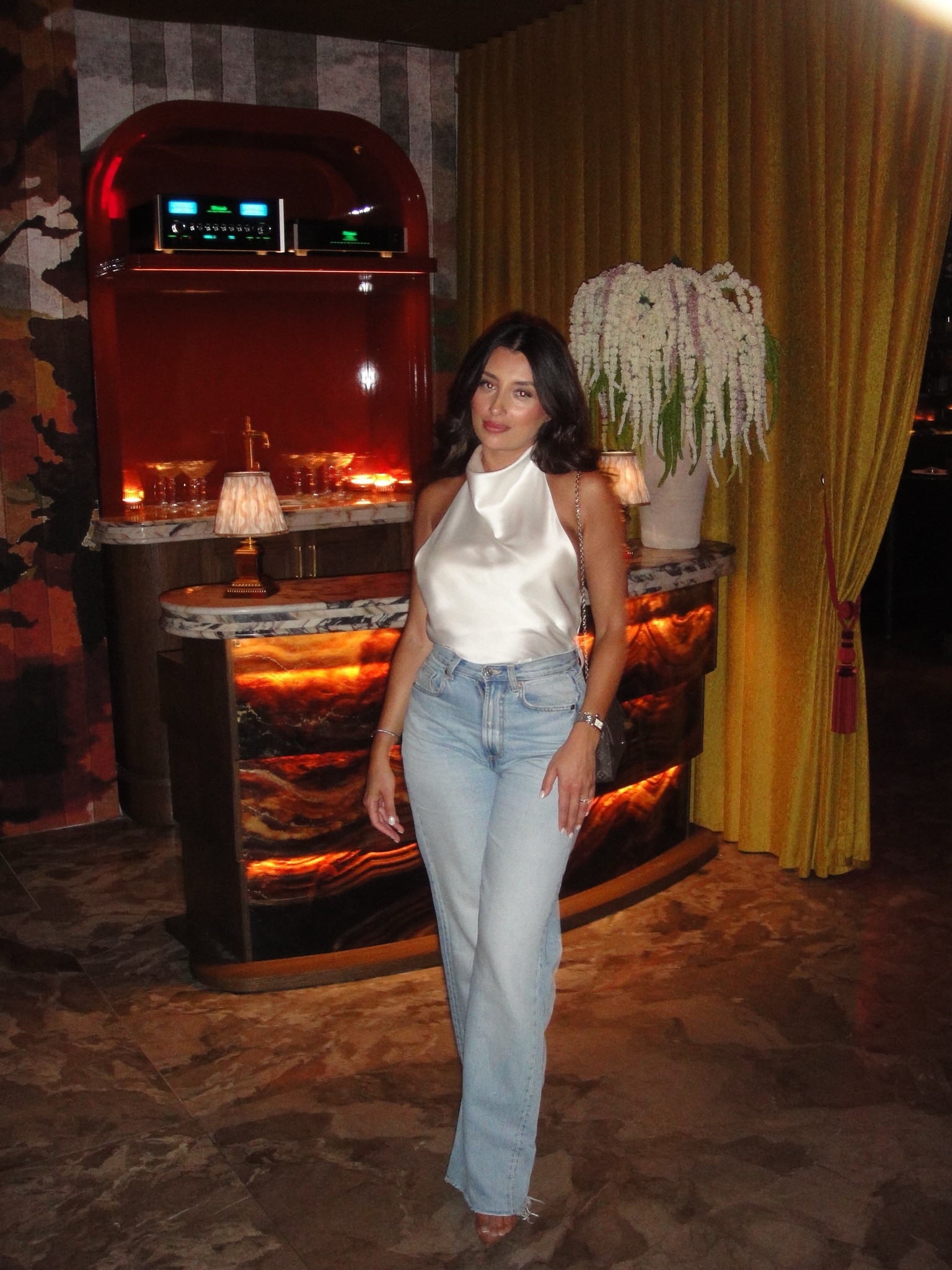 The easiest elevated outfit: jeans, a satin top, and a few accessories. 🤍 #summeroutfit #nightout #datenight #girlsnight

#LTKdayinmylife #LTKgrwm #LTKOver40