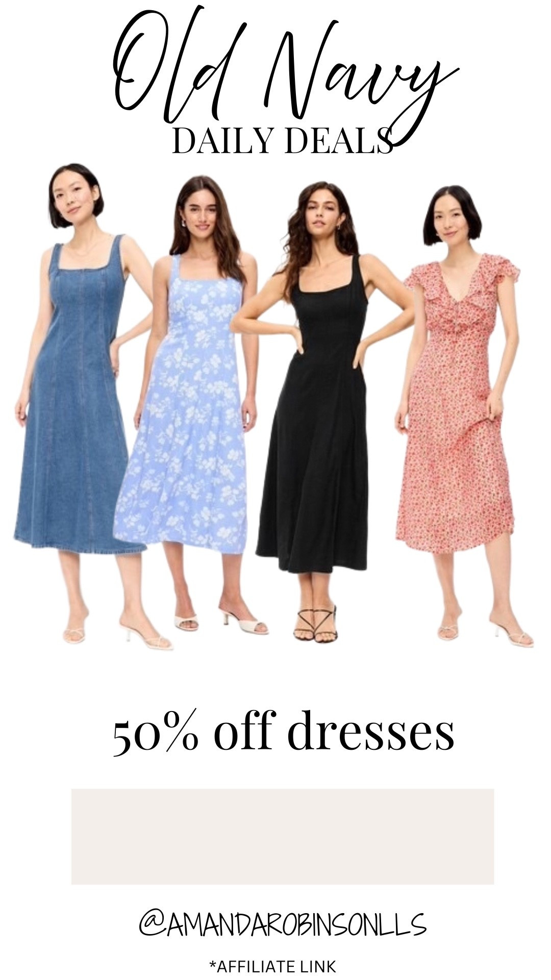 Old navy daily deals
50% off dresses

#LTKSaleAlert