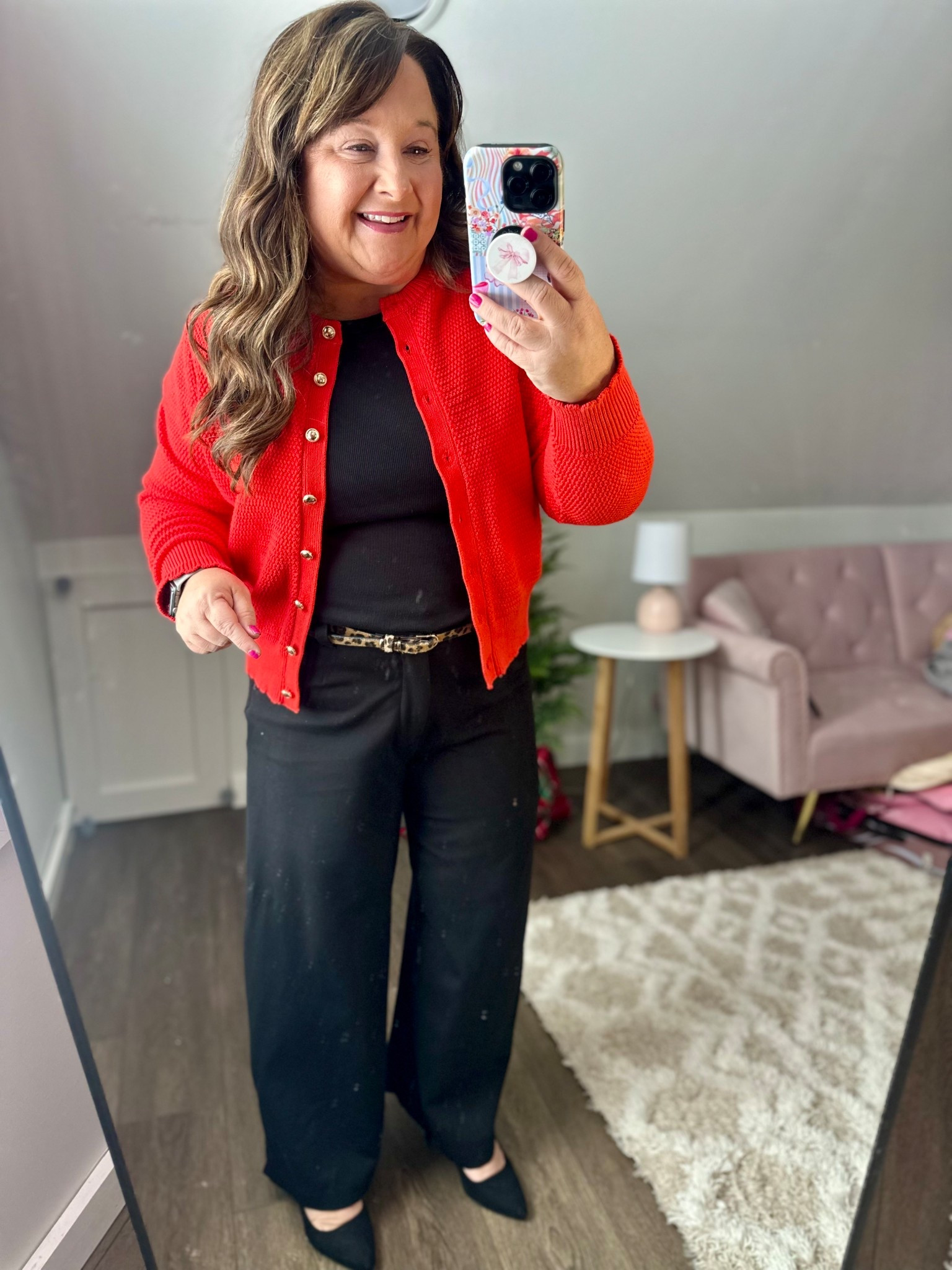 Love the gold buttons detail. Quality of this cardigan is a 10/10. Runs TTS