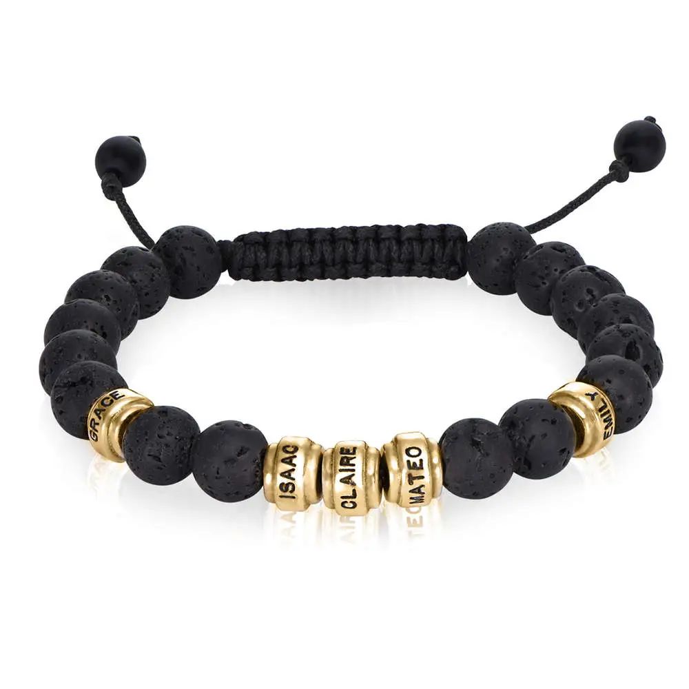 Lava Stones & Custom Vermeil Beads- Men's Beaded Bracelet | MYKA