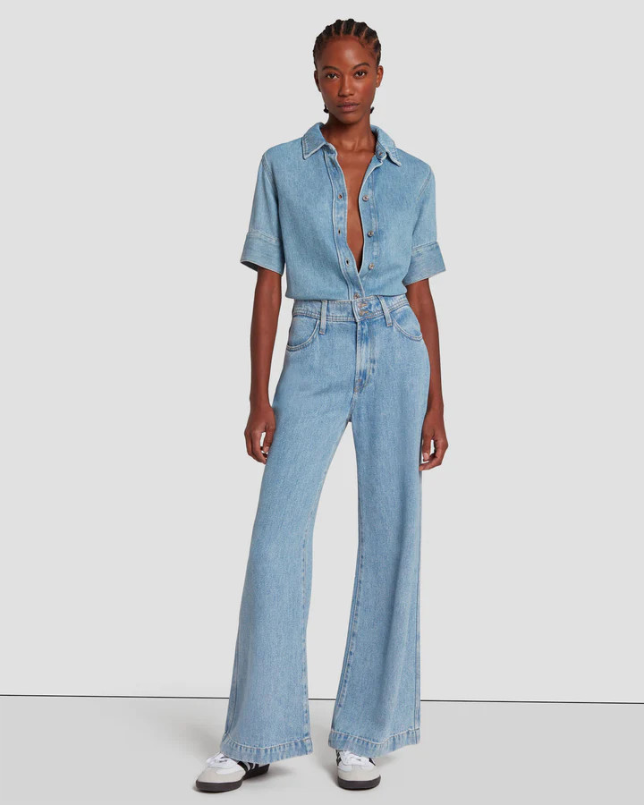 Tailorless Denim Lustre Modern Dojo in Volcan Blue | 7 For All Mankind