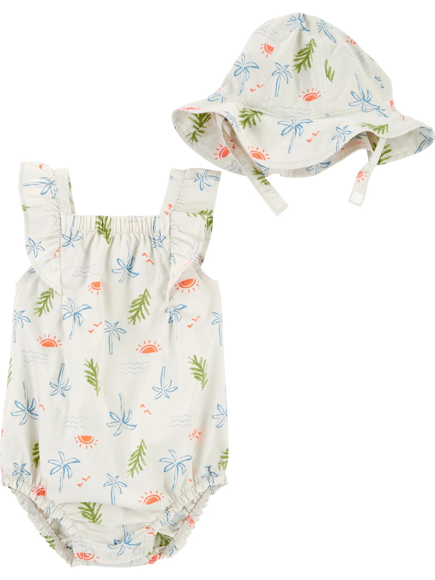 Carter's Child of Mine Baby Girl Romper and Hat, 2-Piece, Sizes 0/3-24 Months | Walmart (US)