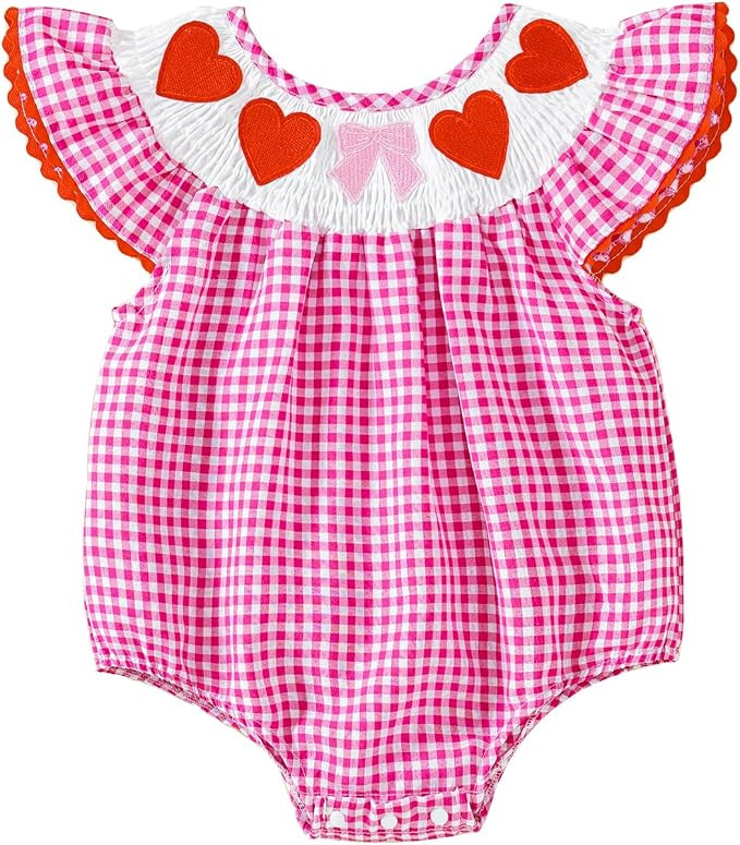 Valentines Day/St Patricks Day Baby Girl Outfit Love/Clover Romper Cute One-Piece Clothes | Amazon (US)