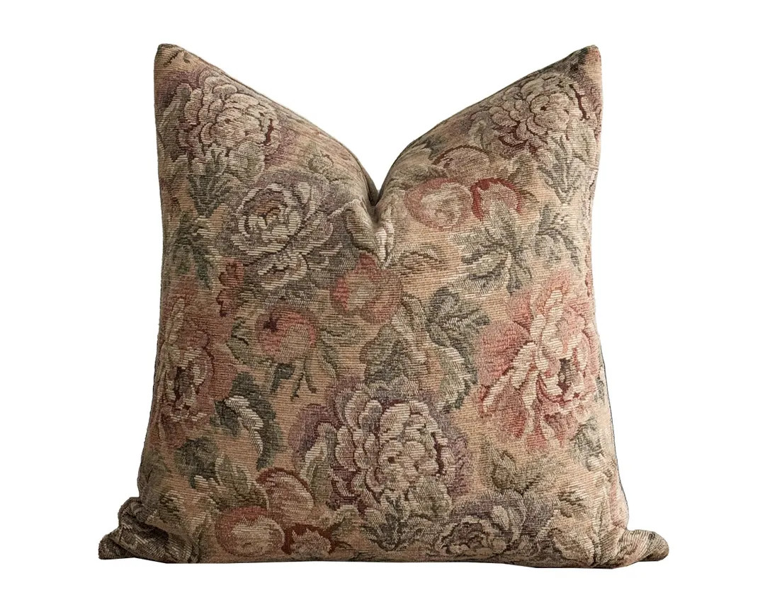 CLEMENTINE | Designer Floral Tapestry Pillow Cover, Classic Floral Print, Vintage Floral Pillow, ... | Etsy (US)