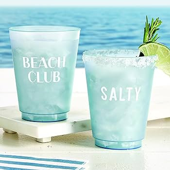 Santa Barbara Design Studio Party Cups 8-Count Reusable Plastic Frost Cups, 16-Ounce, Beach Club | Amazon (US)