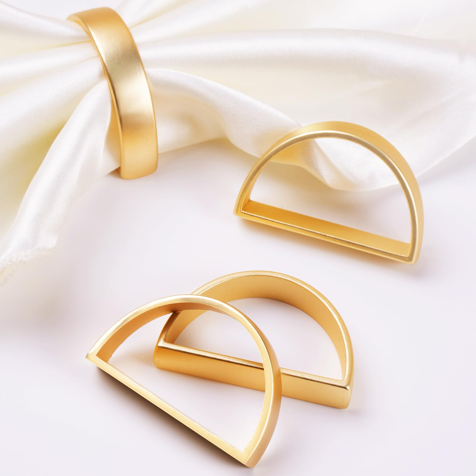 APTWOW Gold Napkin Rings Set of 6, Semicircle Metal Gold Napkin Holder Buckles, Fall Thanksgiving... | Amazon (US)