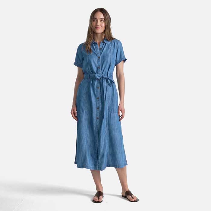 Women's Indigo TENCEL™ Fiber Midi Dress | Lands' End (US)