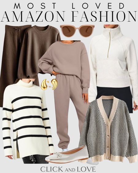 Most Loved Amazon Fashion finds! Love these cozy pieces for simple casual outfits whether you’re running errands, need a travel outfit or are having just a lounge day at home. Plus I own and love the ballet flats. They are so comfortable!

Amazon fashion, women’s fashion, Amazon finds, Amazon favorites, sweatsuits, sweatshirt, sweatpants, lounge set, cozy sweater set, cardigan, sweater, striped sweater, sunglasses, affordable fashion, budget friendly clothing, mom everyday clothing, comfy clothing finds, silver ballet flats, gold earrings 

#LTKfindsunder50 #LTKstyletip #LTKfindsunder100