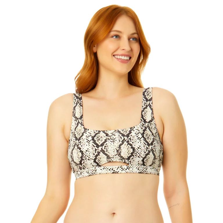 Time and Tru Women's and Women’s Plus Pique Snake Print Cutout Bikini Swim Top | Walmart (US)