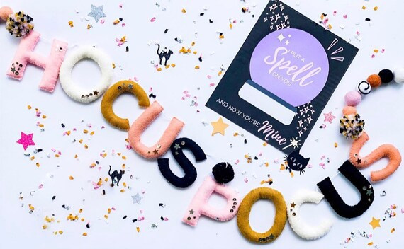 HOCUS POCUS felt garland/ Hocus Pocus Decor/ Halloween Decor/ I put a spell on you/ Hocus Pocus B... | Etsy (US)