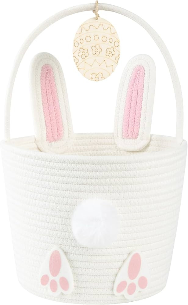 Easter Basket for Toddler, Woven Baby Easter Gifts Basket with Handle, Empty Bunny Egg Basket for... | Amazon (US)