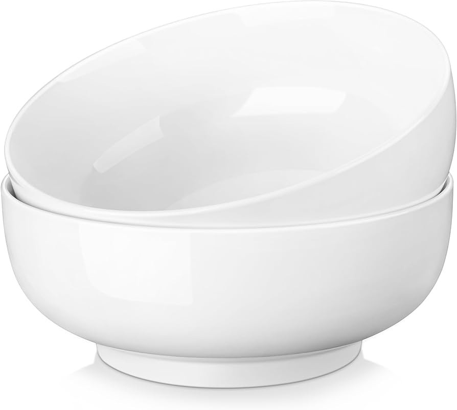 MALACASA Serving Bowls, 114 OZ(10") Extra Large Salad Bowls Set of 2, Porcelain White Serving Bow... | Amazon (US)
