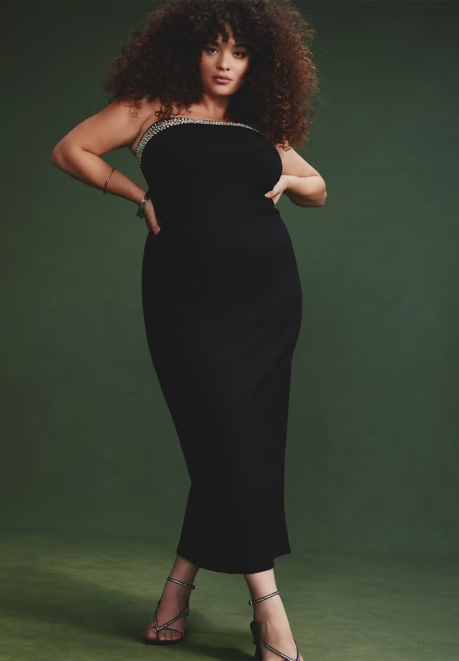 Rhinestone Fitted Knit Dress | Eloquii