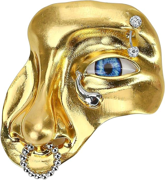 Gold Half Face Brooch Pin for Women Men Lapel Brooches Suits Figure Face Mask Vintage Minimalist ... | Amazon (US)