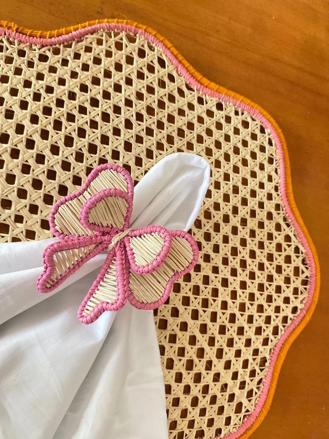 Pink Bow Tie Iraca/raffia Napkin Ring - Etsy | Etsy (US)