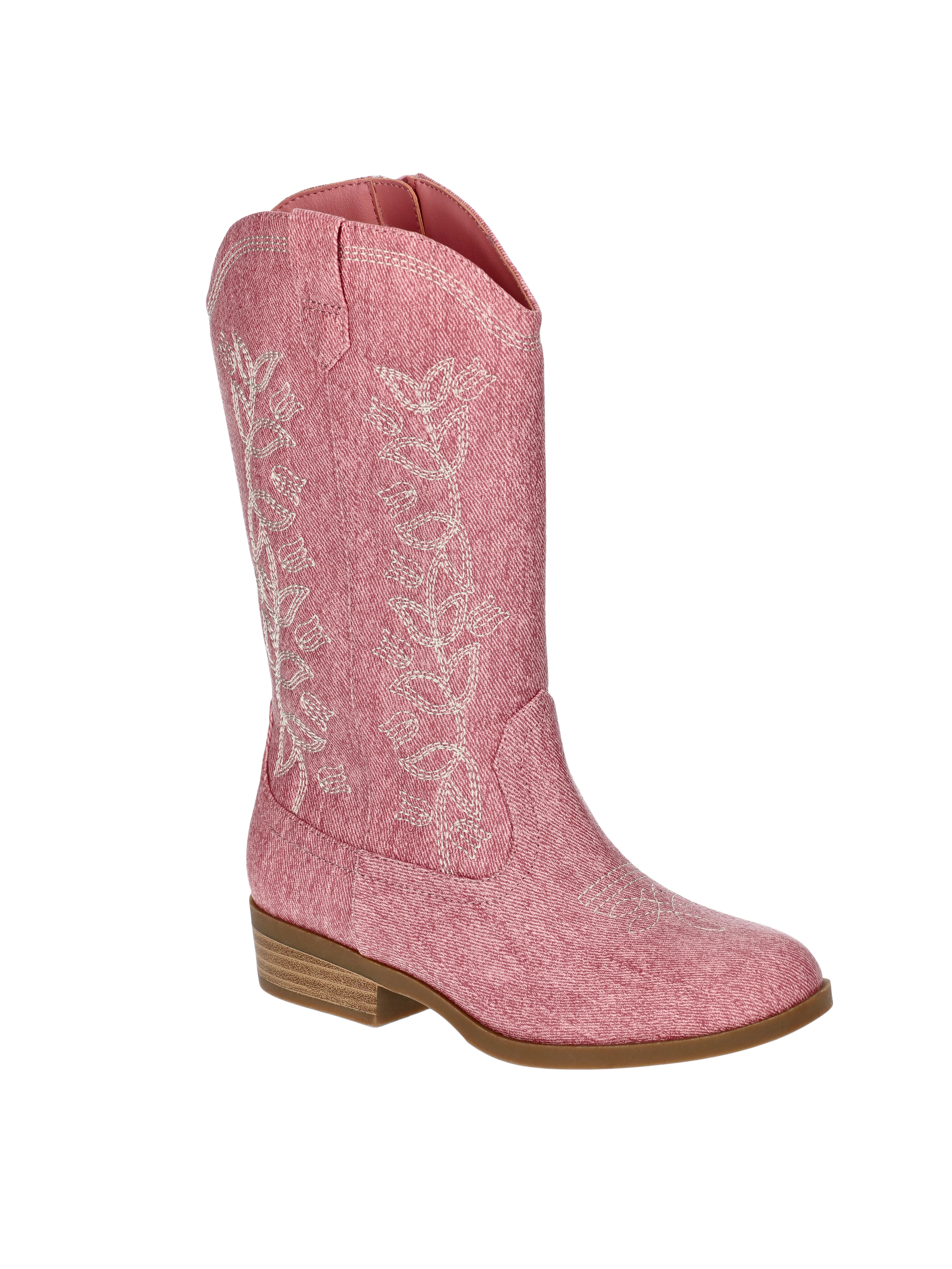 Wonder Nation Little and Big Girls' Color Denim Western Cowgirl Boots | Walmart (US)