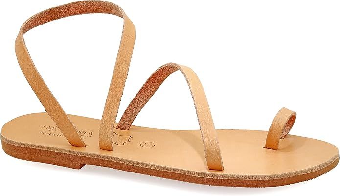 Emmanuela Greek Leather Toe ring Sandals, Quality Handmade Slingback Summer Shoes, Ankle Cuff Str... | Amazon (US)