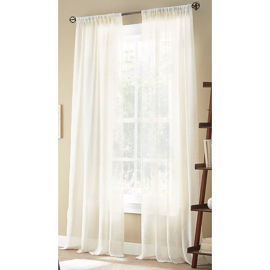 allen + roth 84-in White Sheer Rod Pocket Single Curtain Panel | Lowe's