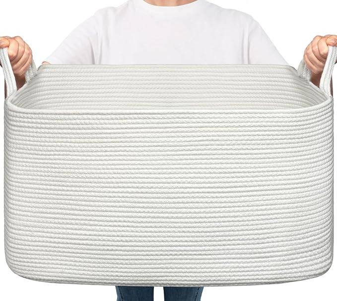 Goodpick Large Blanket Basket Living Room, Storage Baskets for Organizing, Woven Rope Laundry Bas... | Amazon (US)