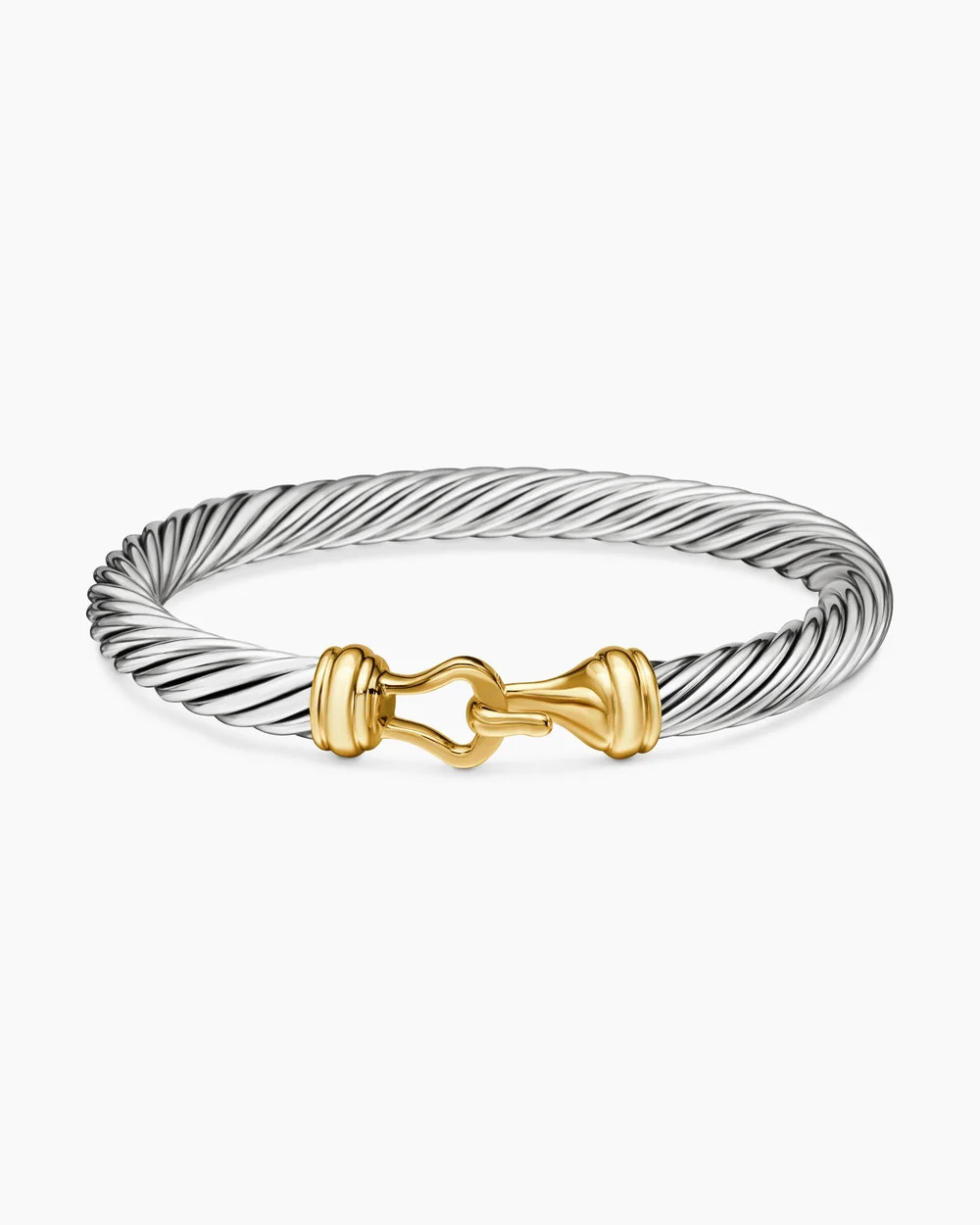 David Yurman | Buckle Classic Cable Bracelet in Sterling Silver with 14K Yellow Gold, 7mm | David Yurman
