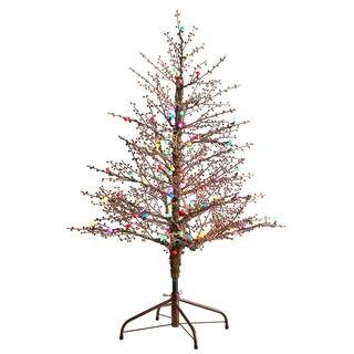 4 ft. Frosted Berry Twig Artificial Christmas Tree with 100 Multicolored Gum Ball LED Lights and ... | The Home Depot