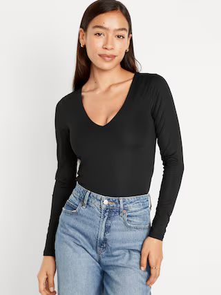 Long-Sleeve Double-Layer Sculpting Cropped T-Shirt for Women | Old Navy (US)