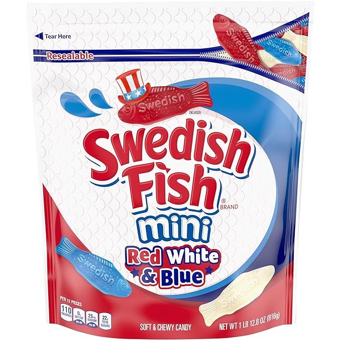 Swedish Fish SOUR PATCH KIDS Red, White & Blue Soft and Chewy Candy, 1.8 lb | Amazon (US)