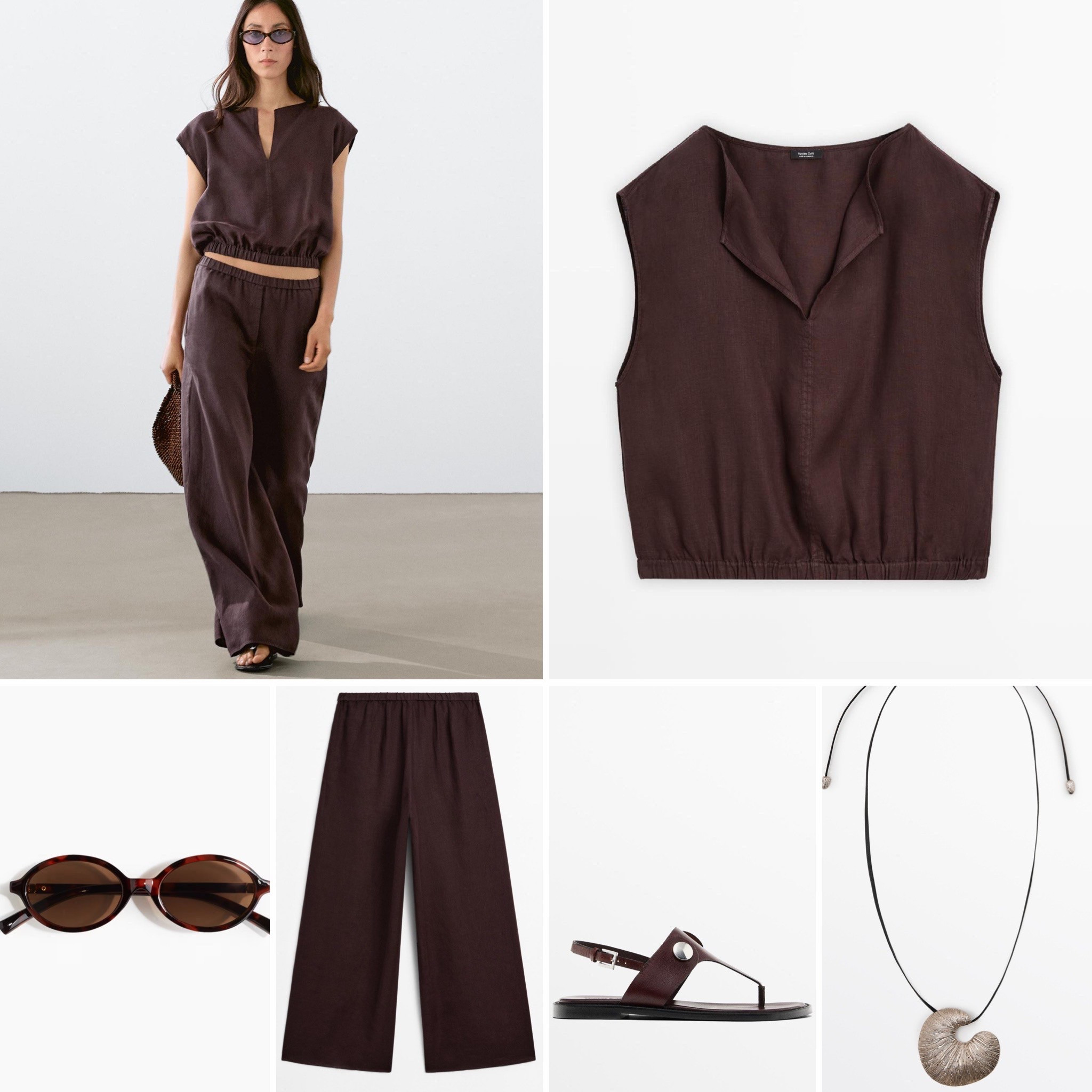 Chocolate linen co ord set 
Chic and comfortable 

Spring outfit 
Summer outfit 
Linen trousers 
Shell necklace 


#LTKtravel #LTKsummer #LTKspring