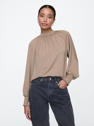 Relaxed Satin Collared Halter Top | Gap Factory