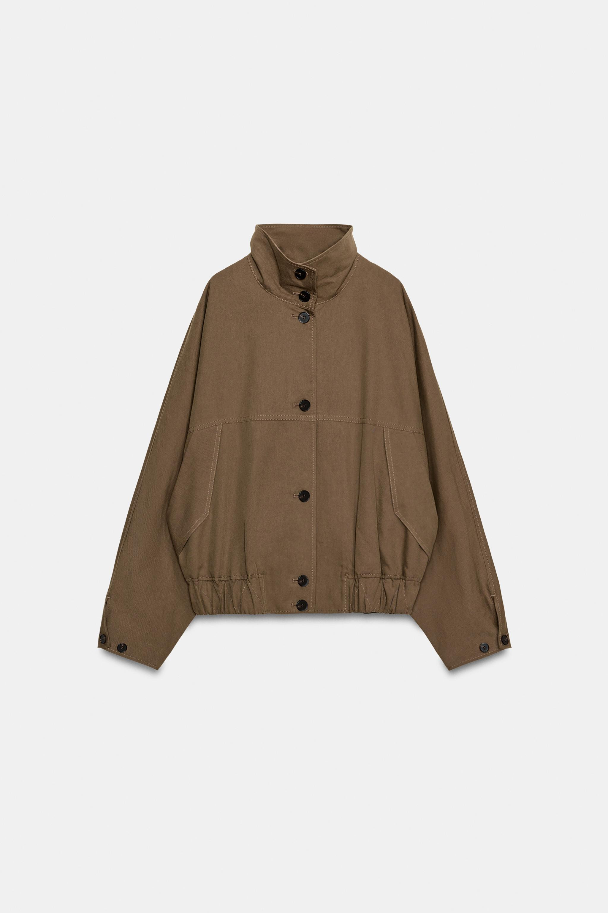 HIGH COLLAR JACKET WITH ELASTIC HEM | Zara US