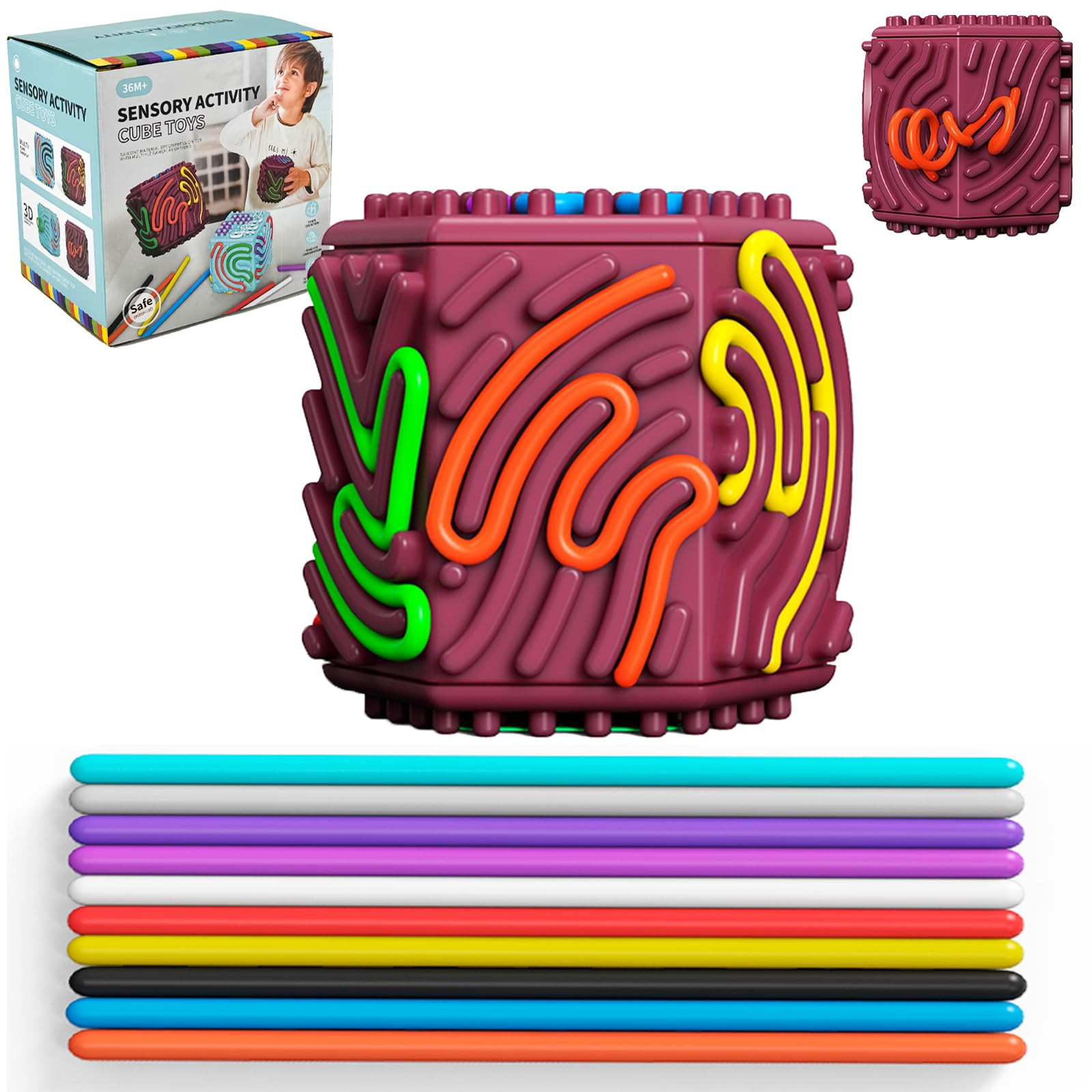 Christmas Stocking Stuffer 3D Silicone Sensory Activity Board, Fidget Cube Toys for Autism Anxiet... | Amazon (US)