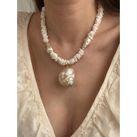 Seashell Necklace, Shell Pendant Pearl Necklace With Natural Pendant, Beaded Summer Jewelry, Bestfriend Gift | Etsy (US)