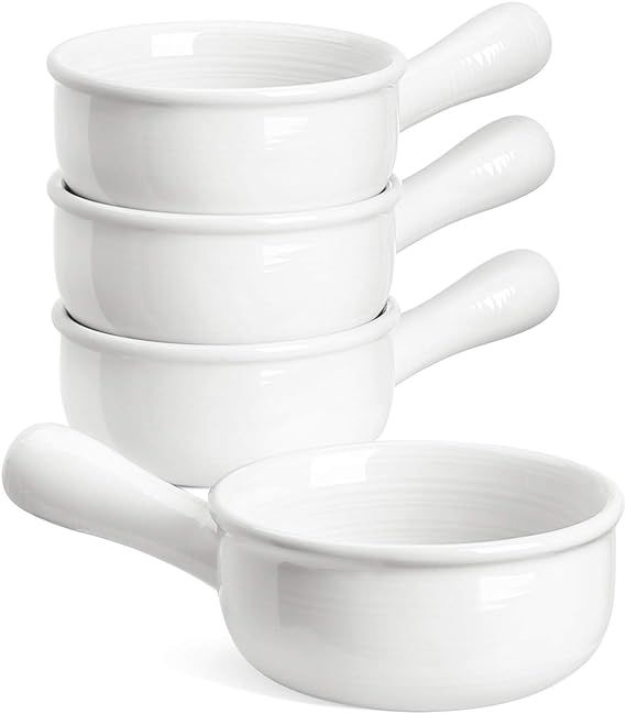 LE TAUCI French Onion Soup Bowls With Handles, 15 Ounce for Soup, chili, beef stew, Set of 4, Whi... | Amazon (US)