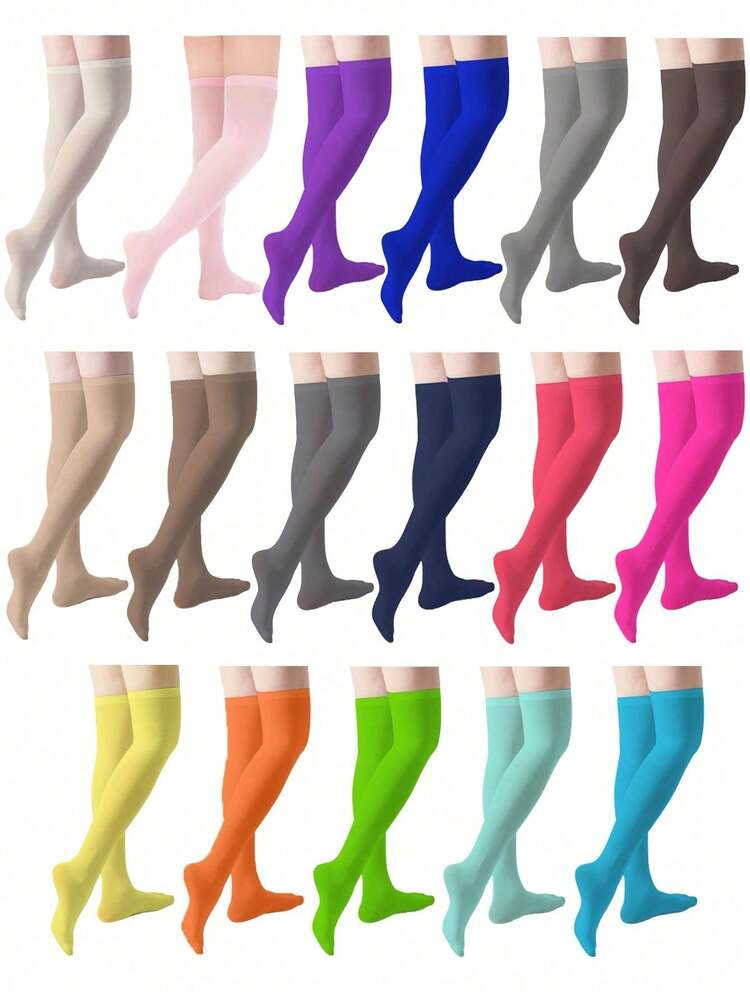 A Pair Of Multi-Color Tights, Velvet Over-The-Knee, Versatile And Fashionable Socks For Spring And Autumn, Y2k | SHEIN