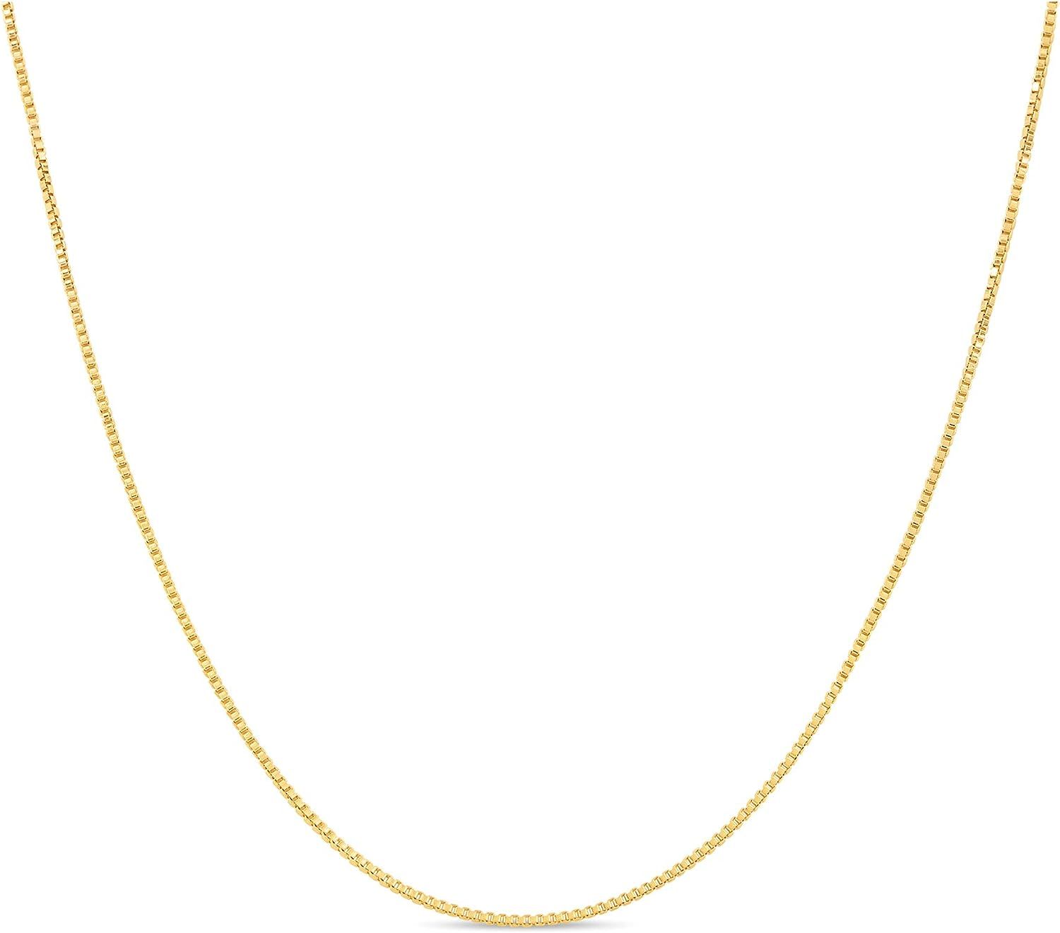 KEZEF 18k Gold Over Sterling Silver 1mm Box Chain Necklace Made in Italy 14 Inch | Amazon (US)