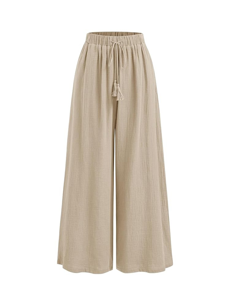 CIDER Women's High Waisted Wide Leg Pants with Pockets Drawstring Palazzo Business Casual Dress P... | Amazon (US)