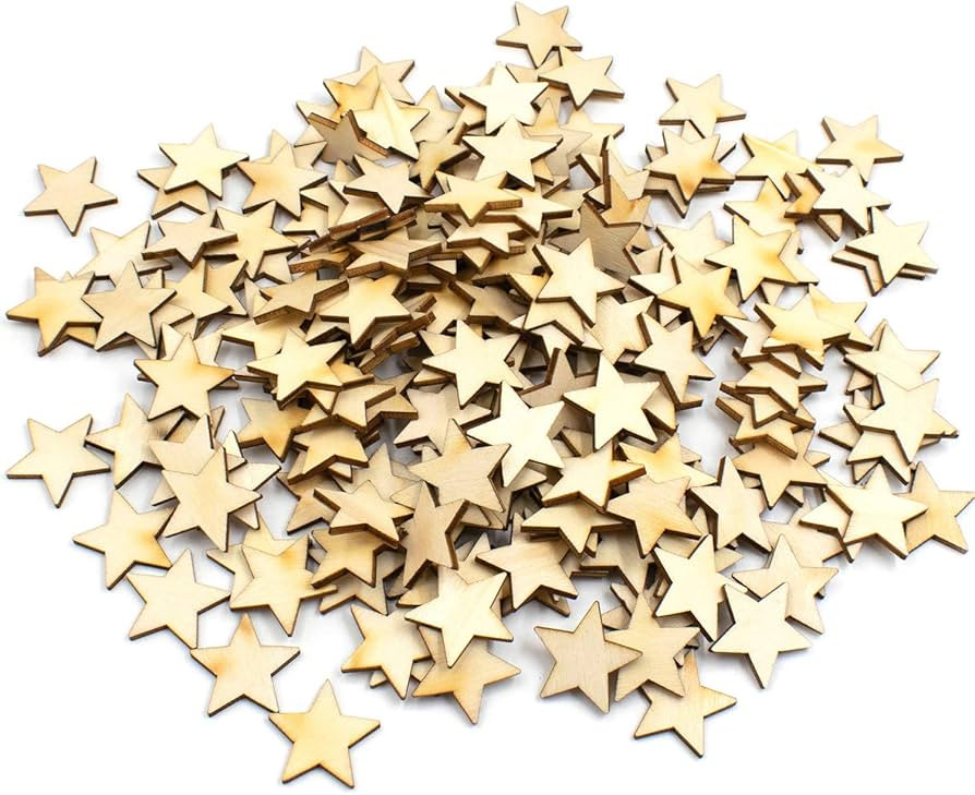 AUEAR, Wood Stars Pieces Cutout Shape Wood Stars Craft for Crafts Arts Sewing DIY Decorating (1 i... | Amazon (US)