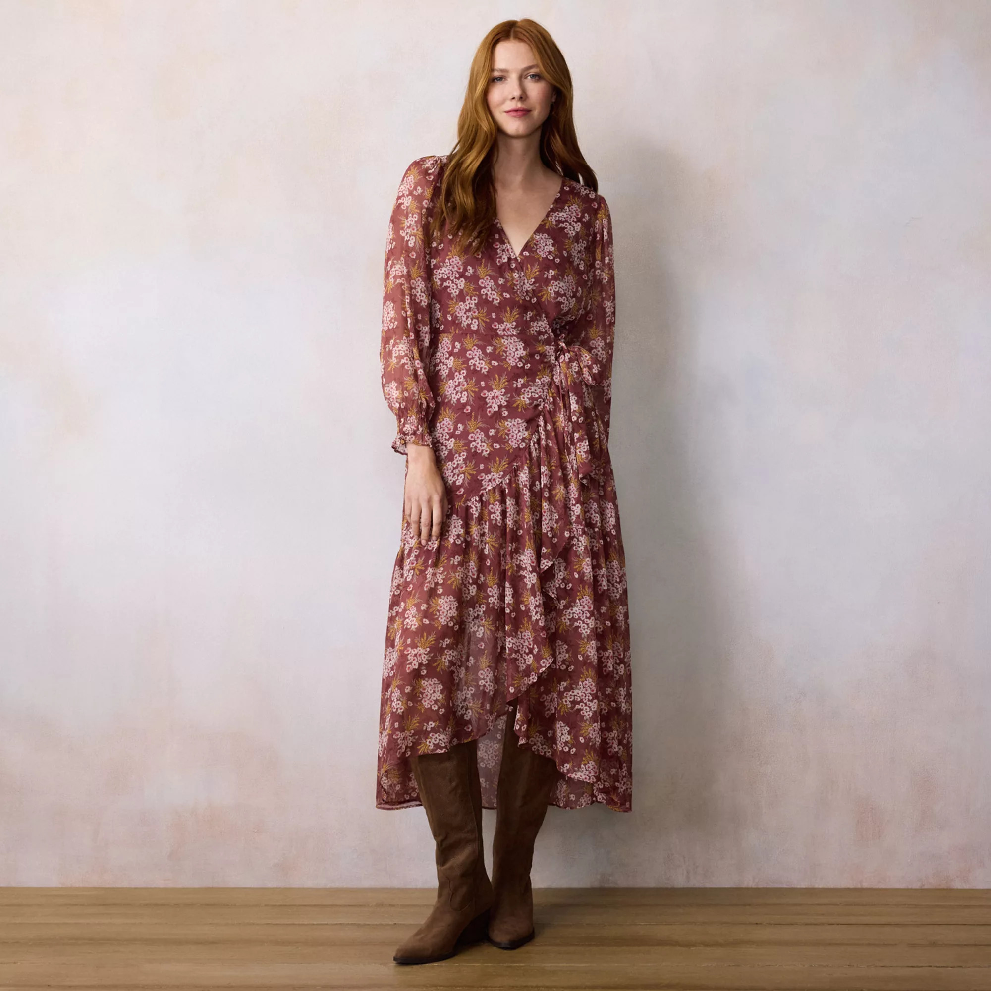 Women's LC Lauren Conrad Long Wrap Maxi Dress, Size: XS, Black Harvest Sprinkle | Kohl's