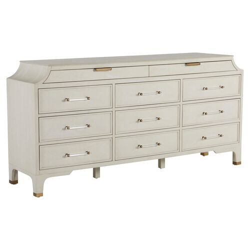 Alexandra 11-Drawer Dresser, Cerused White/Brass | One Kings Lane
