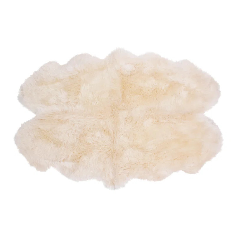 Sunray Handmade Sheepskin Champagne Area Rug | Wayfair North America