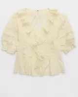 Aerie Short Sleeve Ruffle Blouse | Aerie