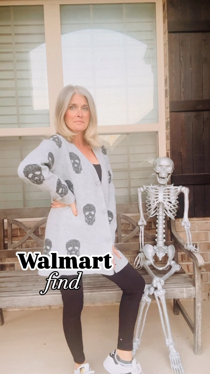 "Found the *cutest* skull sweater at Walmart just in time for spooky season! 🖤👻 Cozy, cute, and perfect for fall vibes. Who else is ready for sweater weather? 🍂🖤 #FallFinds #SpookySeason #WalmartFashion #SweaterWeather"