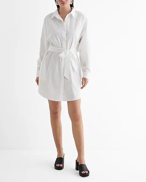 Boyfriend Poplin Portofino Shirt Dress | Express