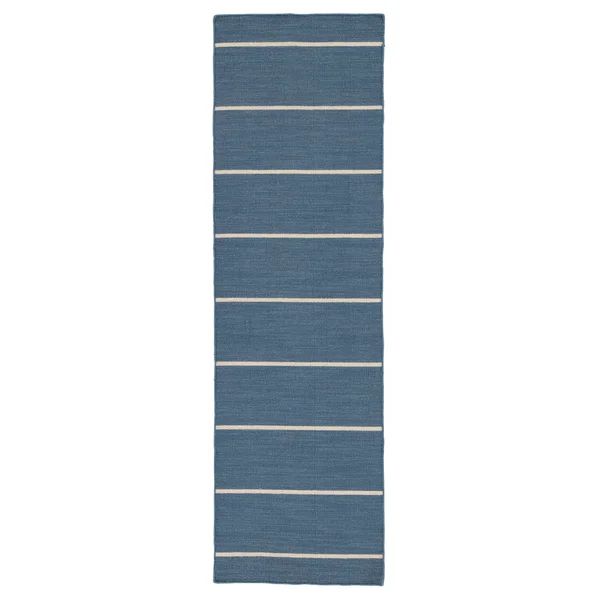 Creekmont Striped Handmade Flatweave Wool Blue Area Rug | Wayfair North America