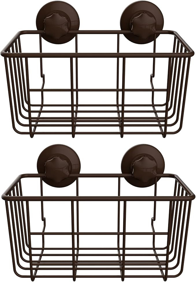 iPEGTOP 2-Pack Adhesive Suction Cup Deep Shower Caddy Bath Organizer Wall Shelf for Large Shampoo... | Amazon (US)