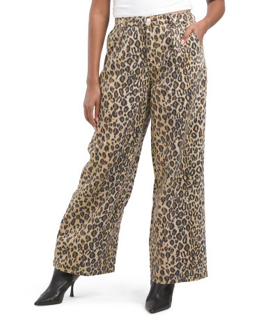 Denim Wide Leg Animal Printed Pants | TJ Maxx