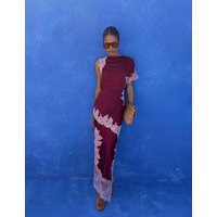 Never Fully Dressed Lace Detail Maxi Waisted Dress Burgundy | Marks & Spencer (UK)
